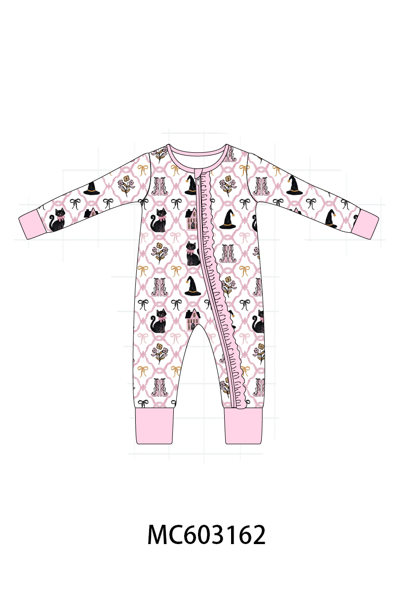 PO83 Pink halloween cat embroidery collection