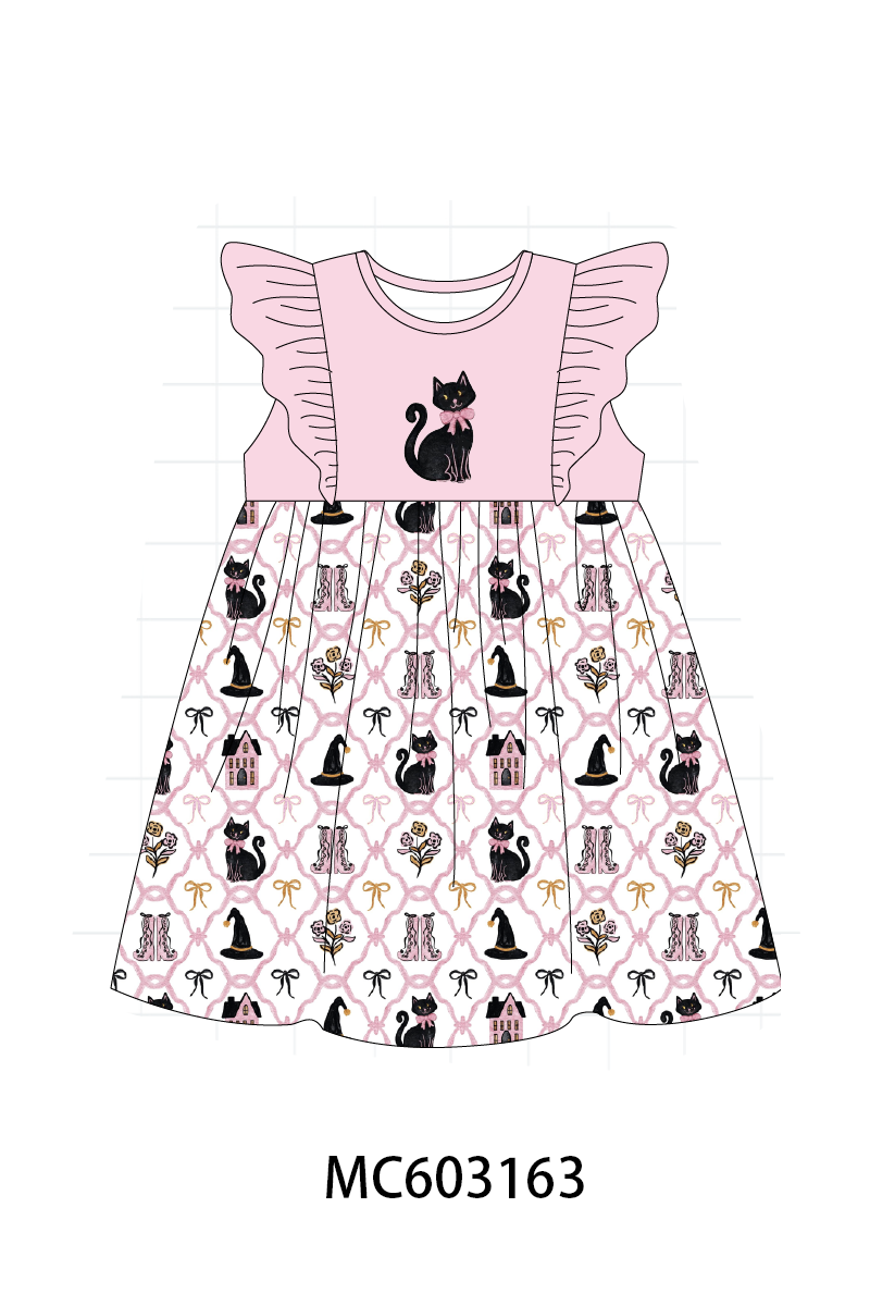 PO83 Pink halloween cat embroidery collection