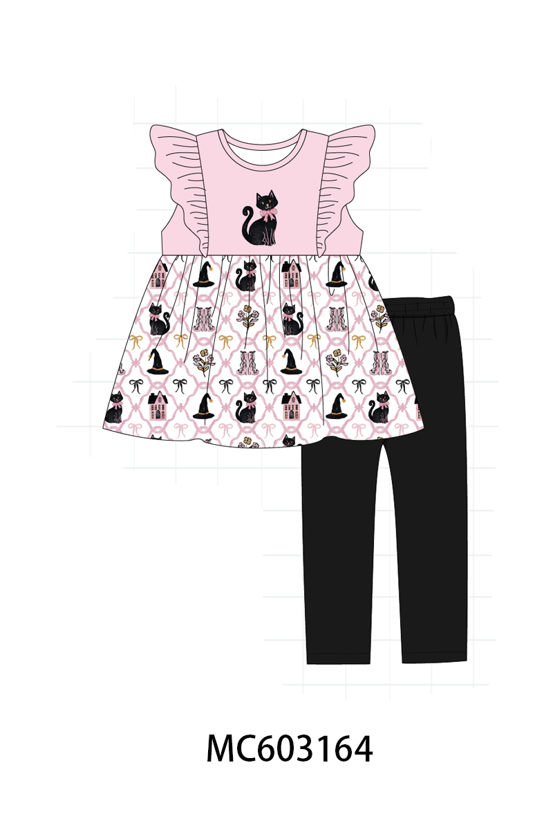 PO83 Pink halloween cat embroidery collection