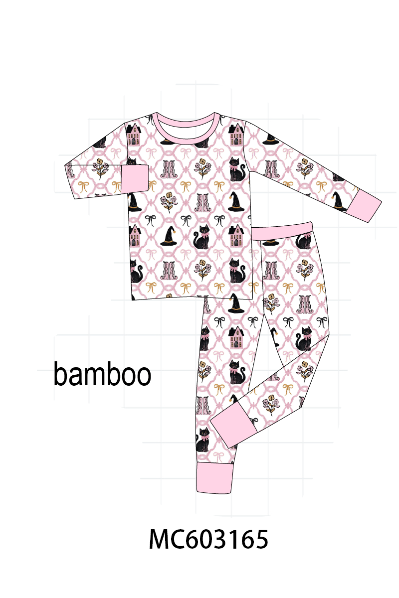 PO83 Pink halloween cat embroidery collection