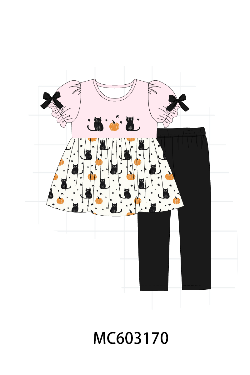 PO83 Halloween pumpkin cat embroidery collection