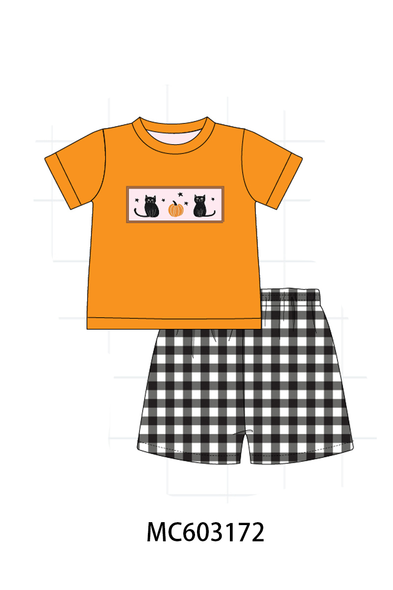 PO83 Halloween pumpkin cat embroidery collection