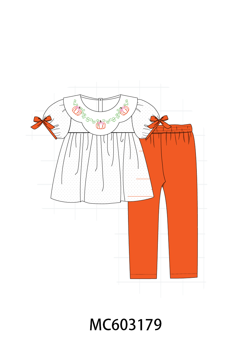 PO83 Pumpkin bow embroidery collection