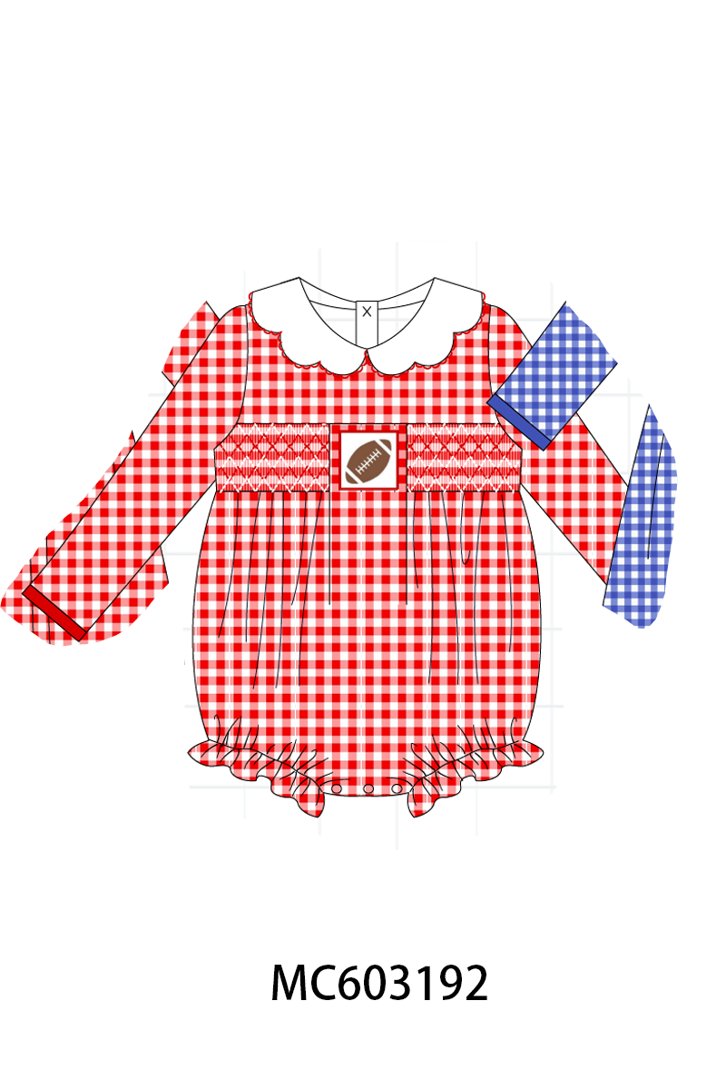 PO83 Multicolored football smocked gingham collection 1