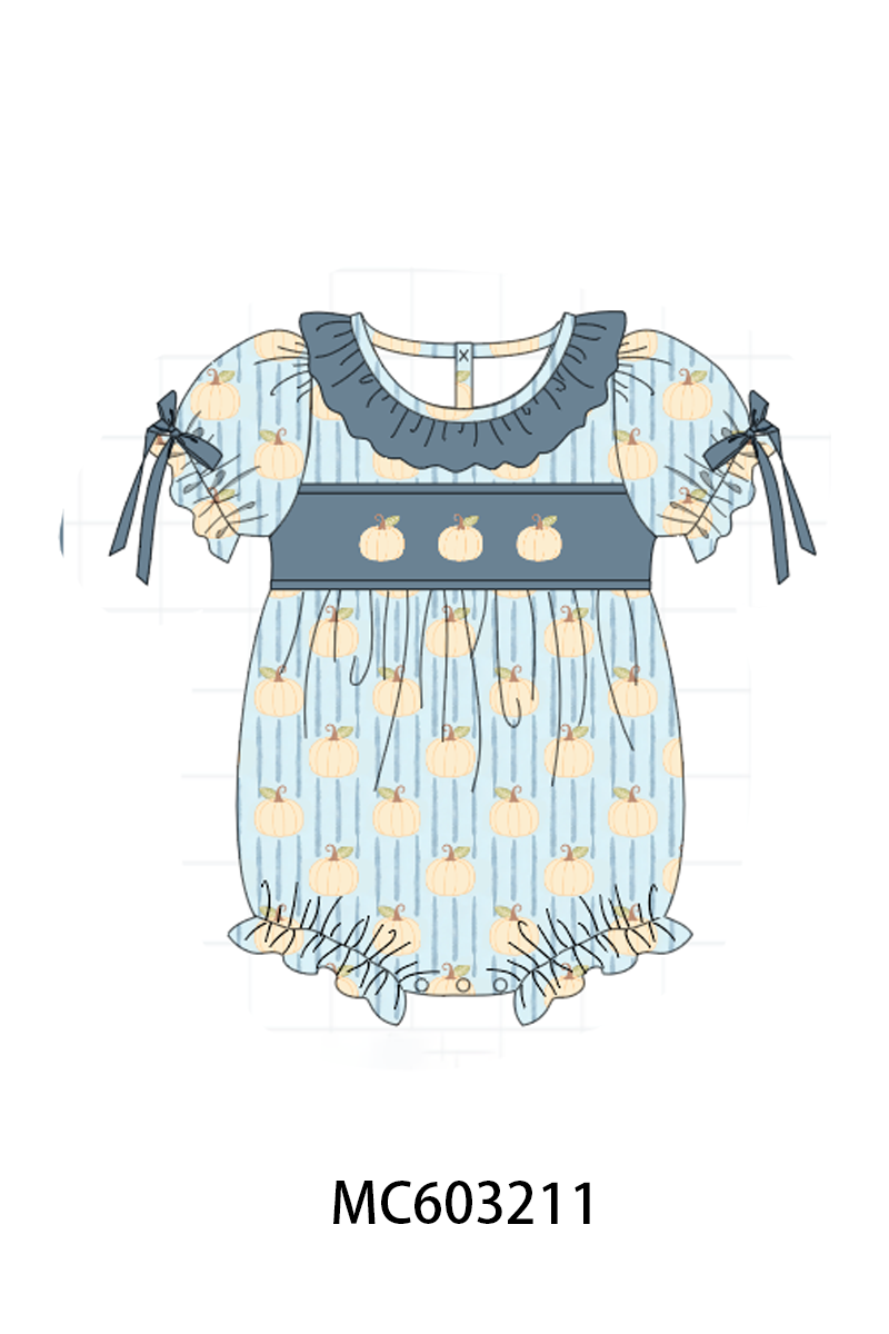 PO83 Blue pumpkin embroidery ruffle collection