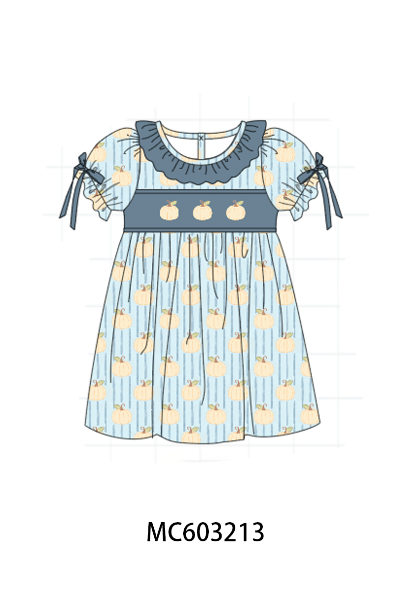 PO83 Blue pumpkin embroidery ruffle collection