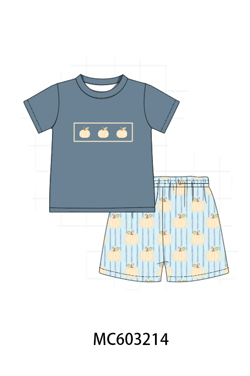 PO83 Blue pumpkin embroidery ruffle collection