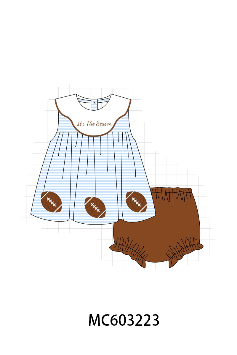PO83 Blue football french knot stripe collection
