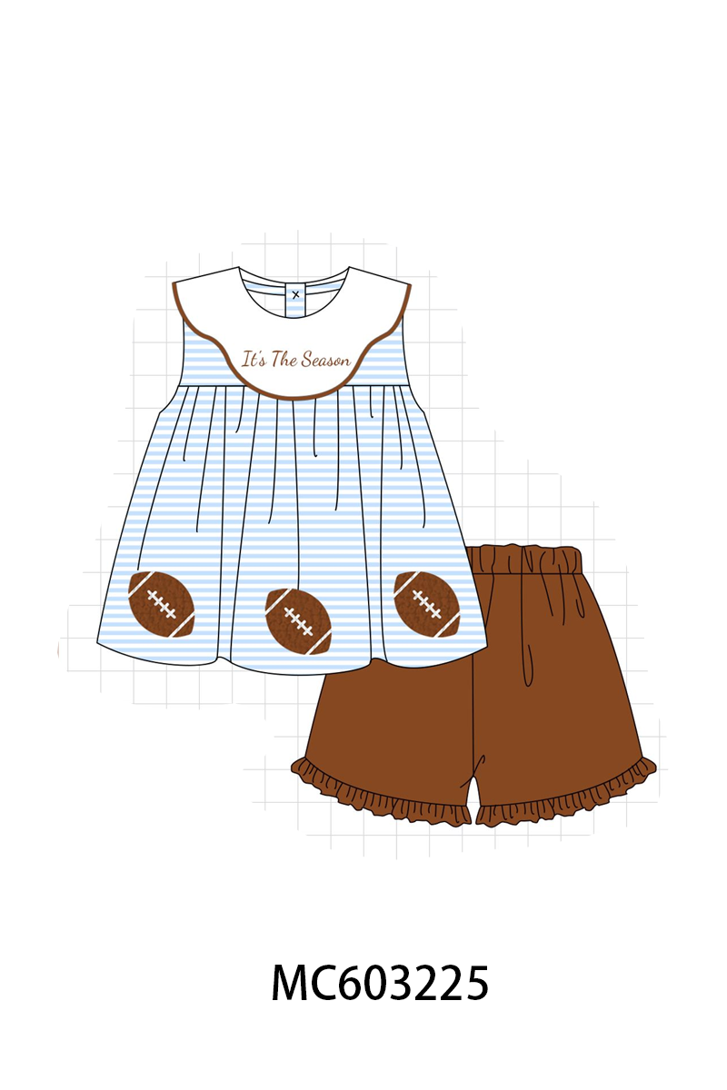 PO83 Blue football french knot stripe collection