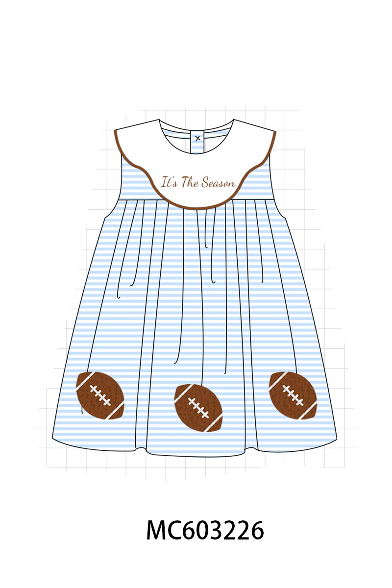PO83 Blue football french knot stripe collection