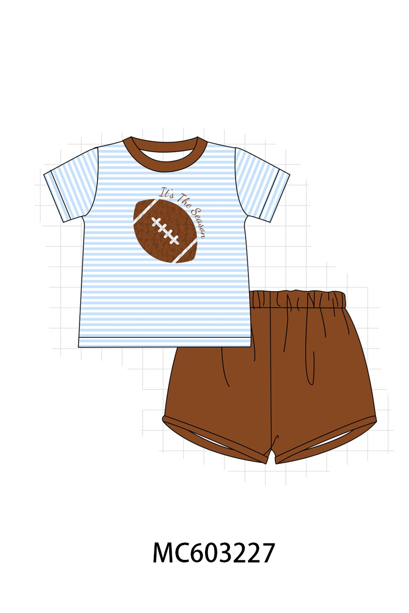 PO83 Blue football french knot stripe collection