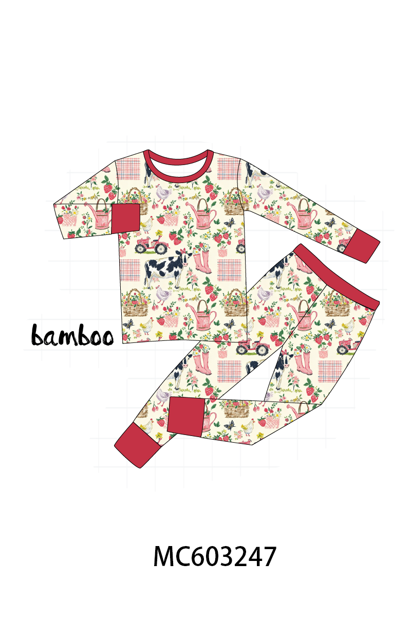 PO83 Maroon farmland print collection