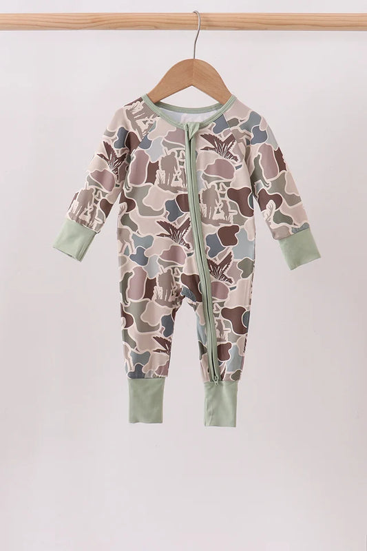 Camouflage Hunting Bamboo Zipper Romper
