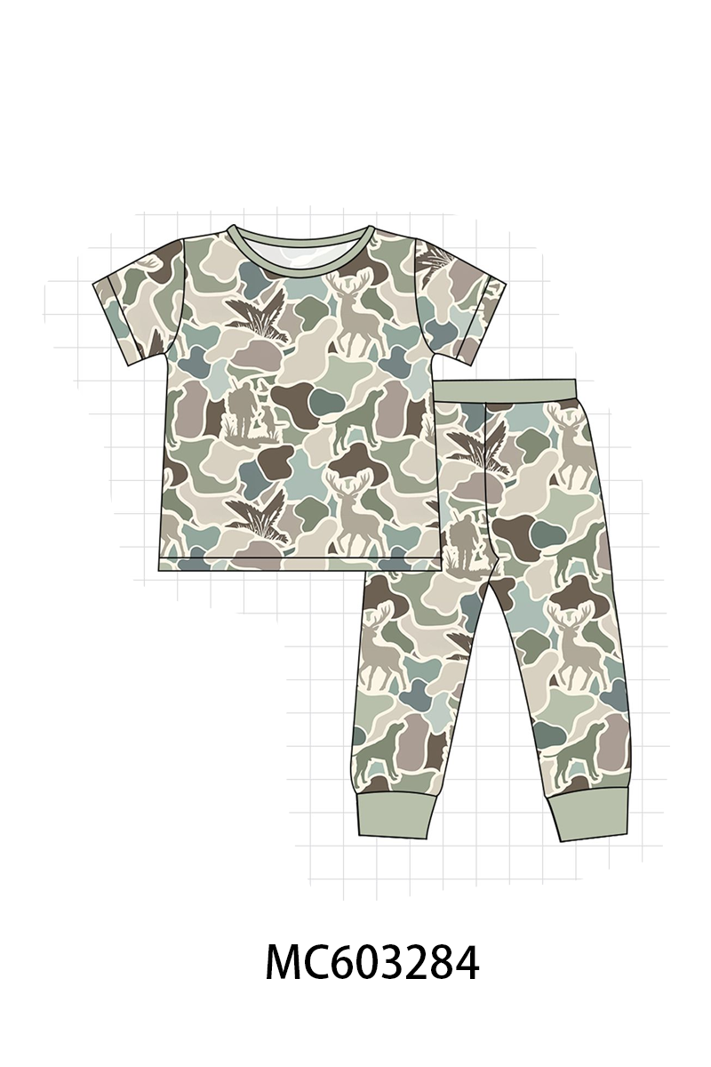 PO83 Green camouflage hunting print bamboo collection
