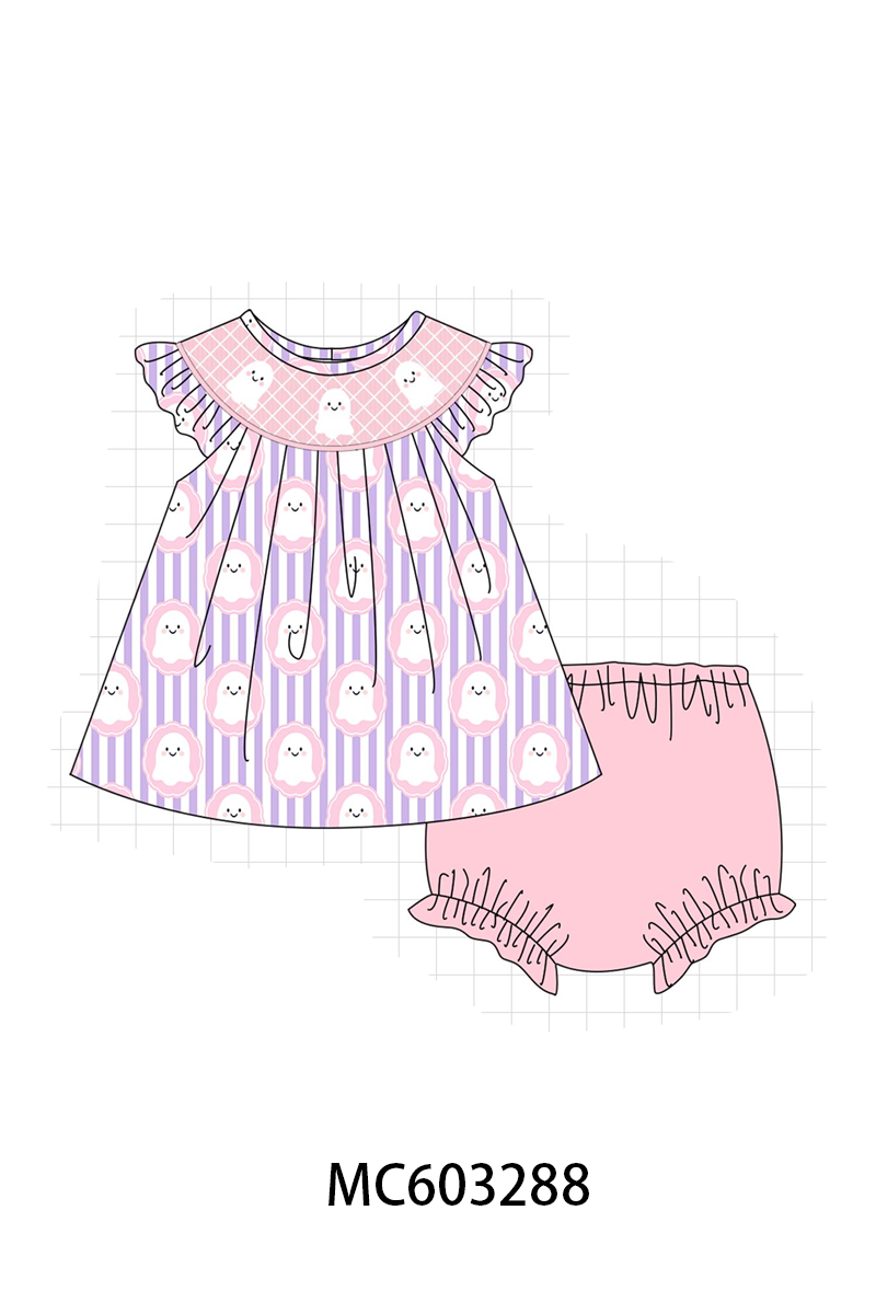 PO83 Purple ghost smocked stripe collection