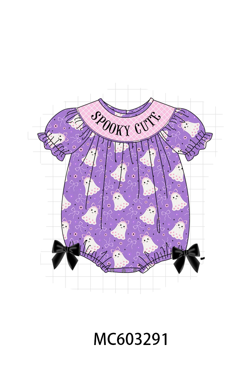 PO83 Purple halloween spooky cute smocked collection