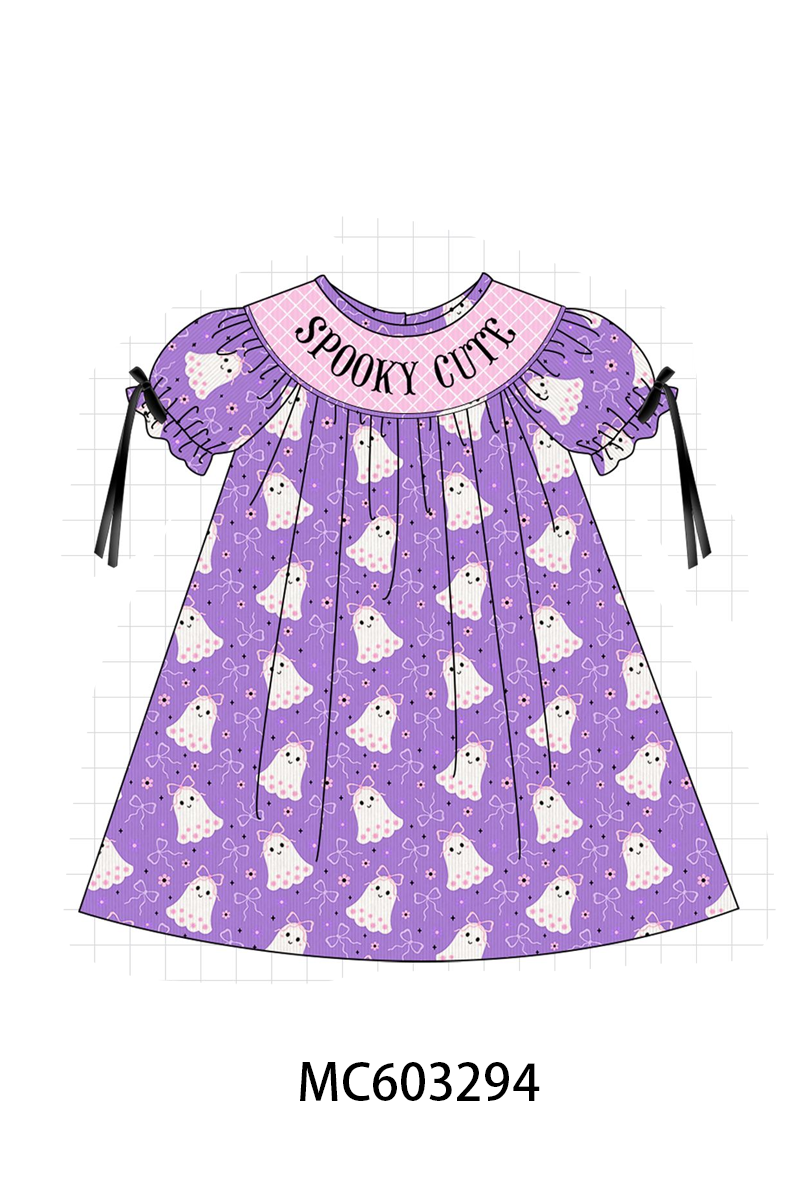 PO83 Purple halloween spooky cute smocked collection