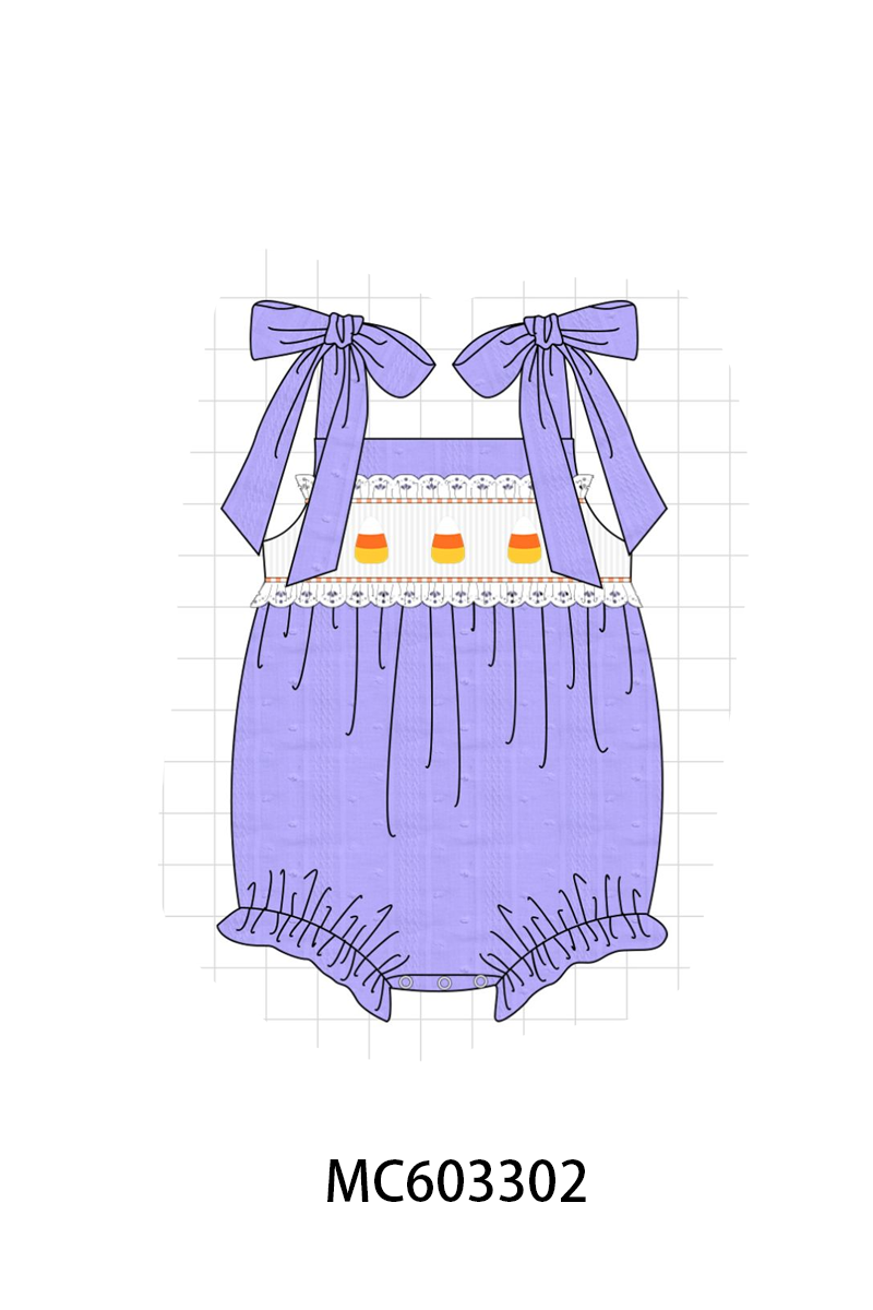 PO83 Purple halloween candy smocked collection