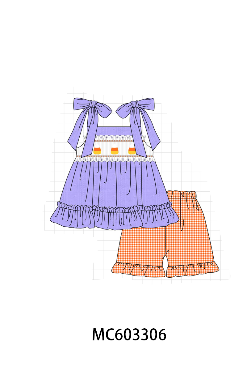 PO83 Purple halloween candy smocked collection