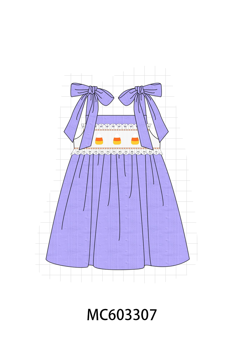 PO83 Purple halloween candy smocked collection