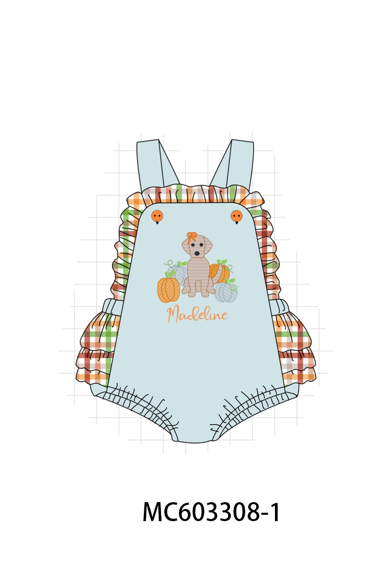 PO83 Blue puppy pumpkin monogram embroidery collection