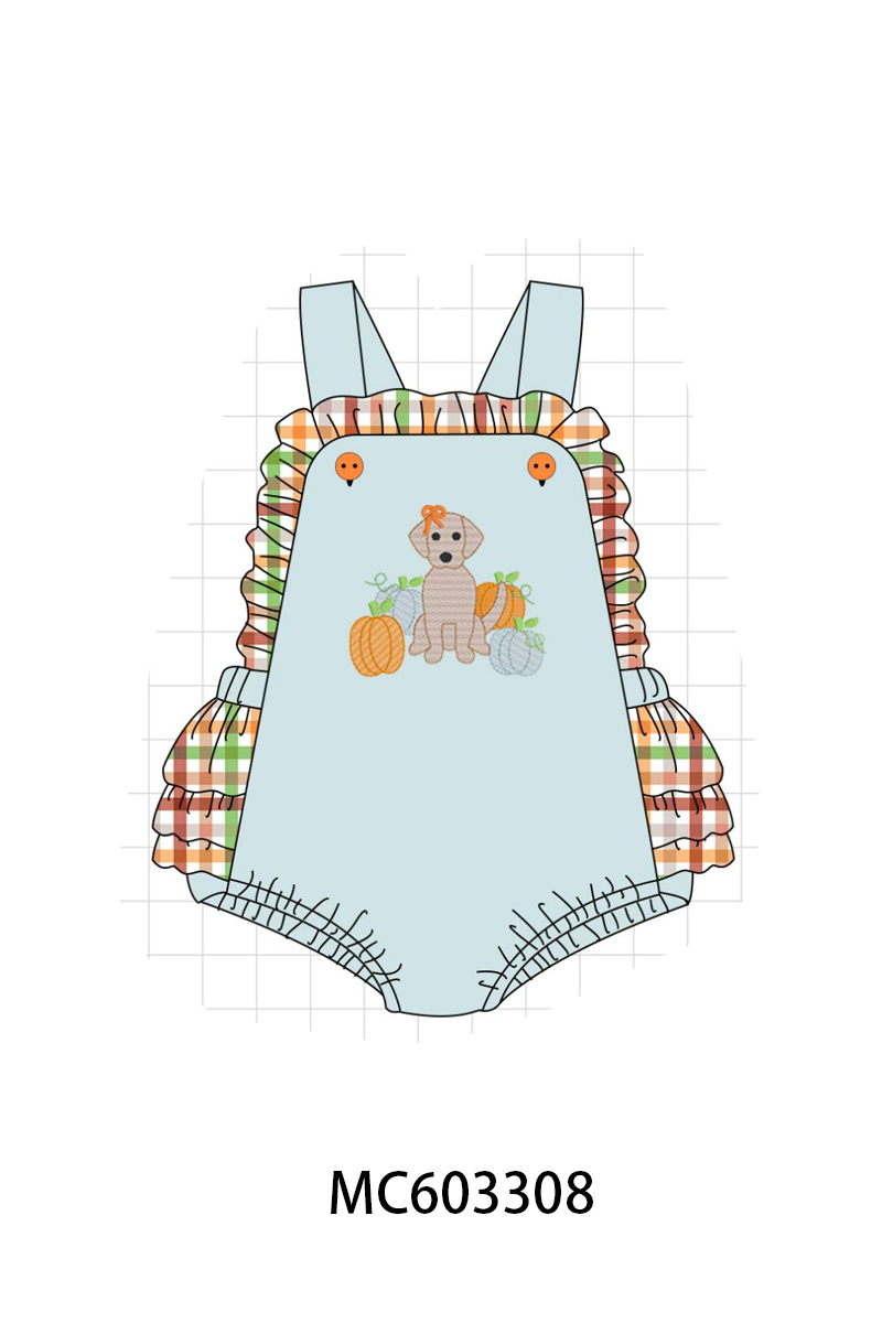PO83 Blue puppy pumpkin embroidery collection