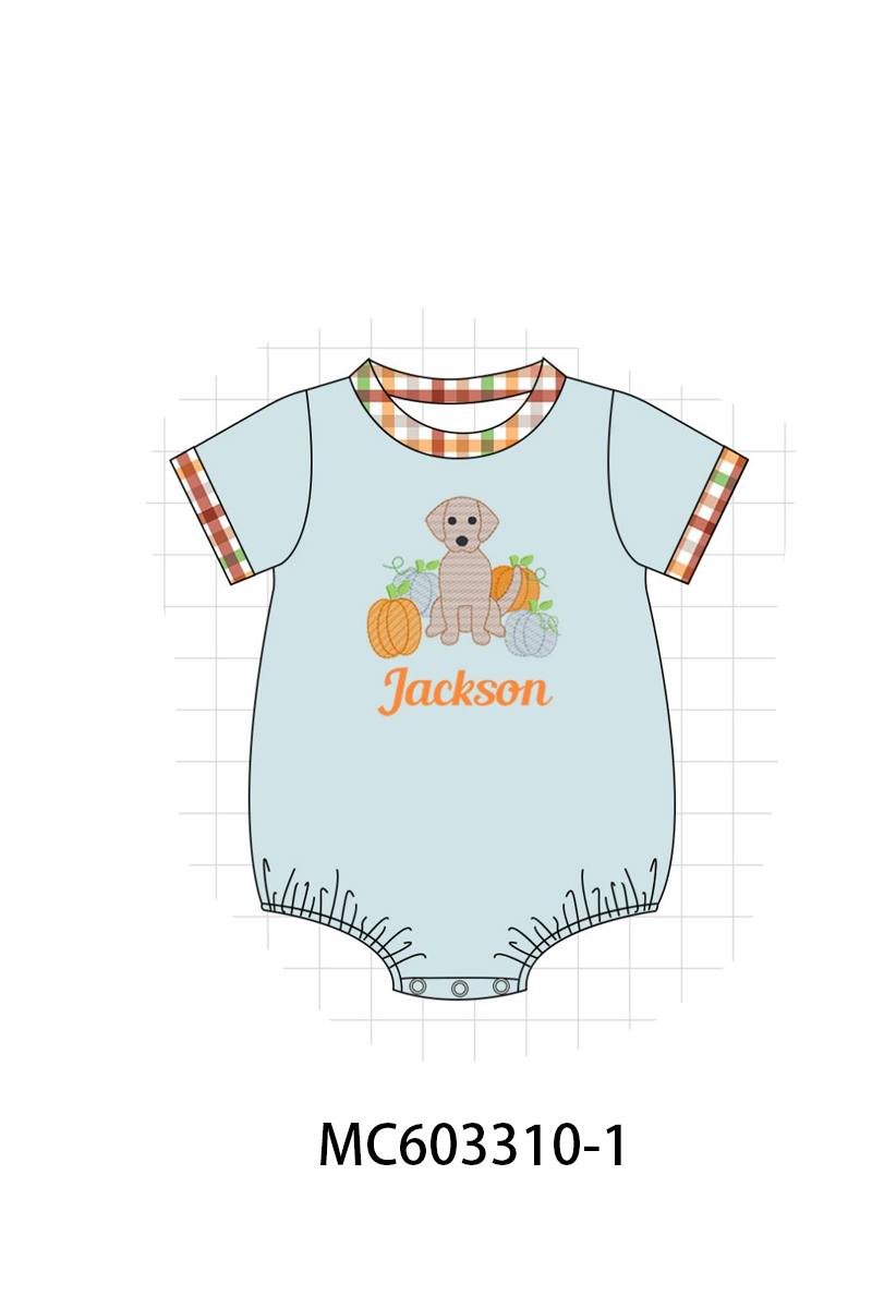 PO83 Blue puppy pumpkin monogram embroidery collection