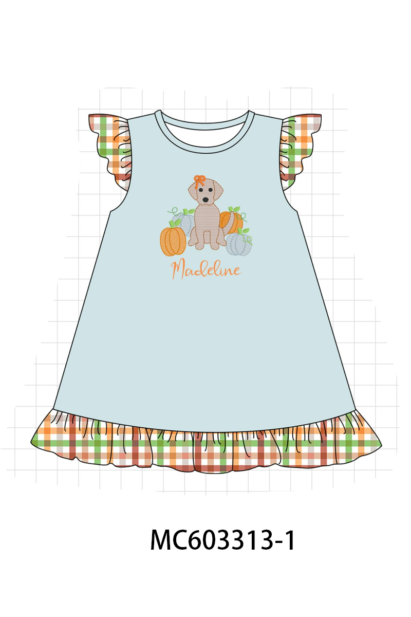 PO83 Blue puppy pumpkin monogram embroidery collection