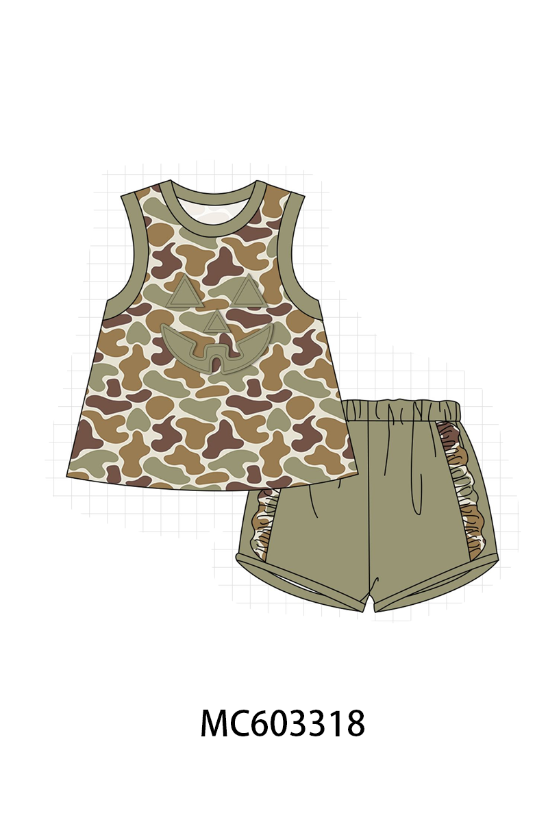 PO83 Green camouflage halloween face applique collection