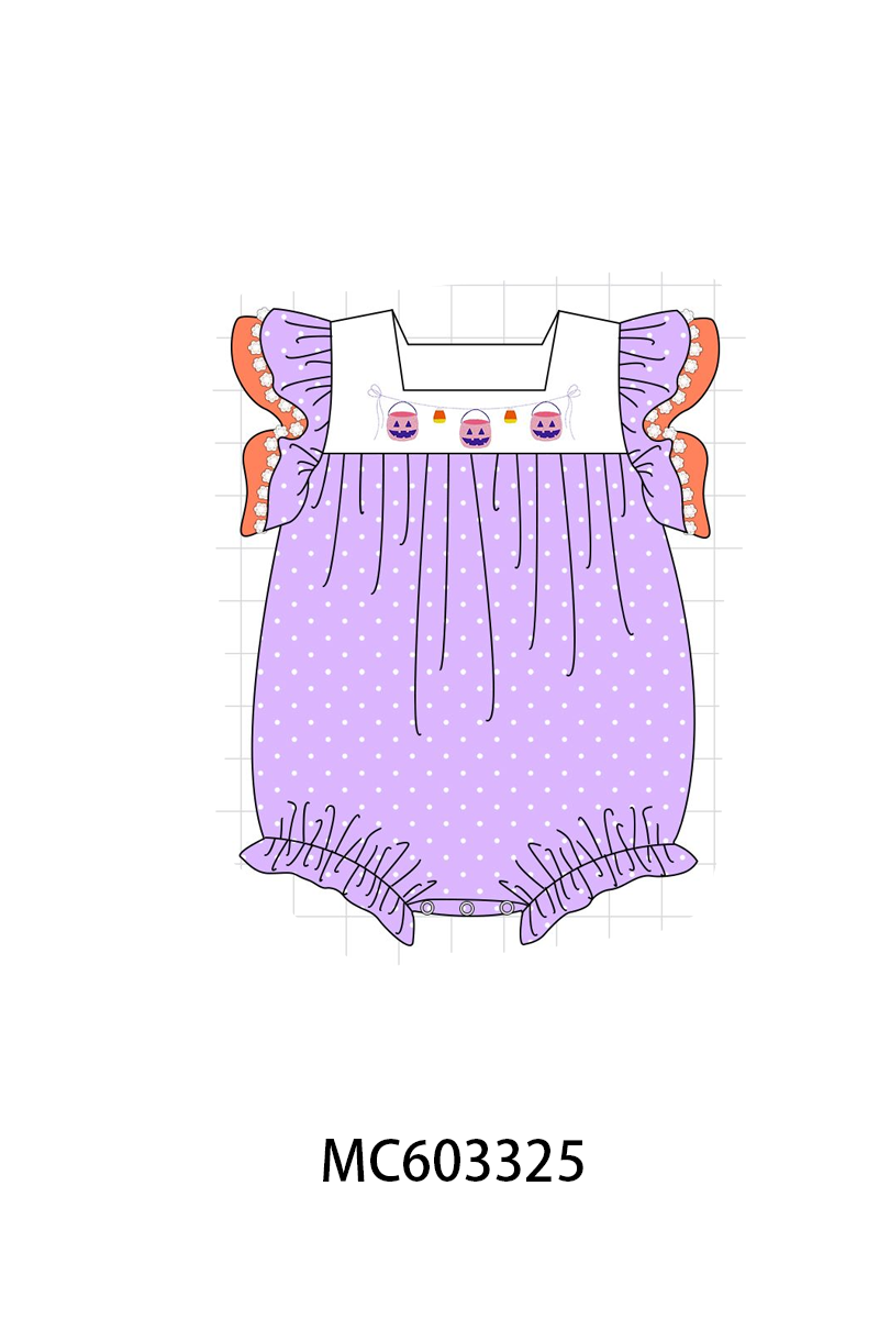 PO83 Purple pumpkin bucket candy embroidery collection