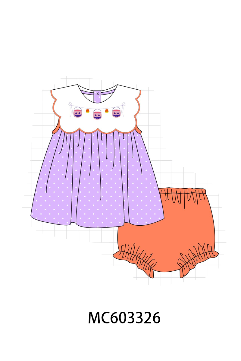 PO83 Purple pumpkin bucket candy embroidery collection