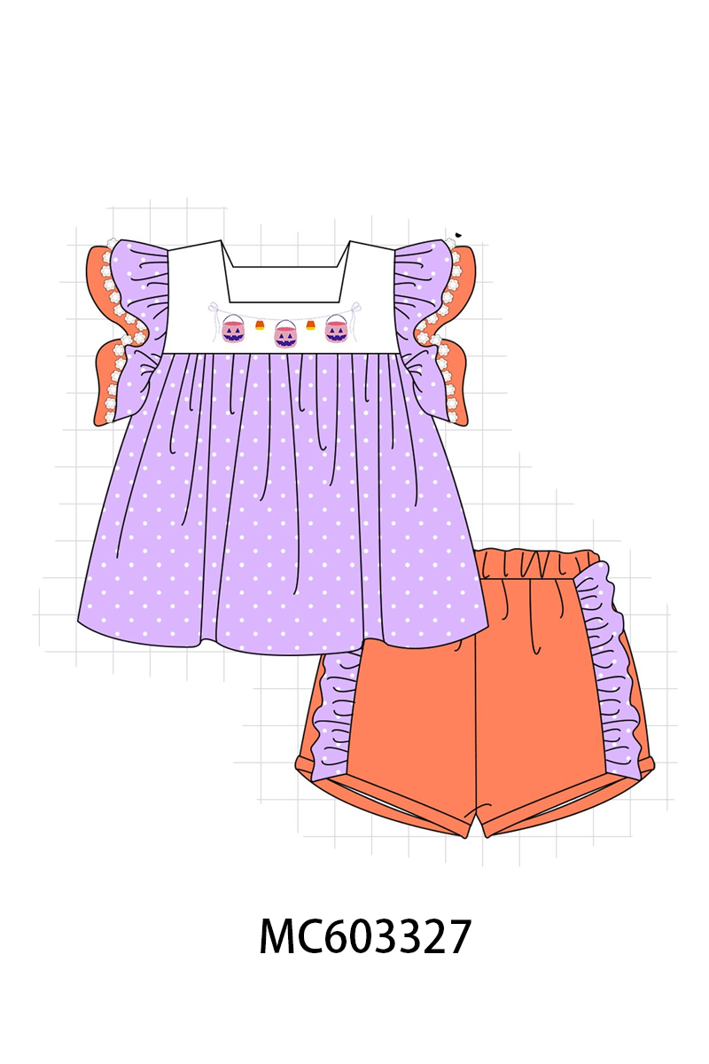 PO83 Purple pumpkin bucket candy embroidery collection