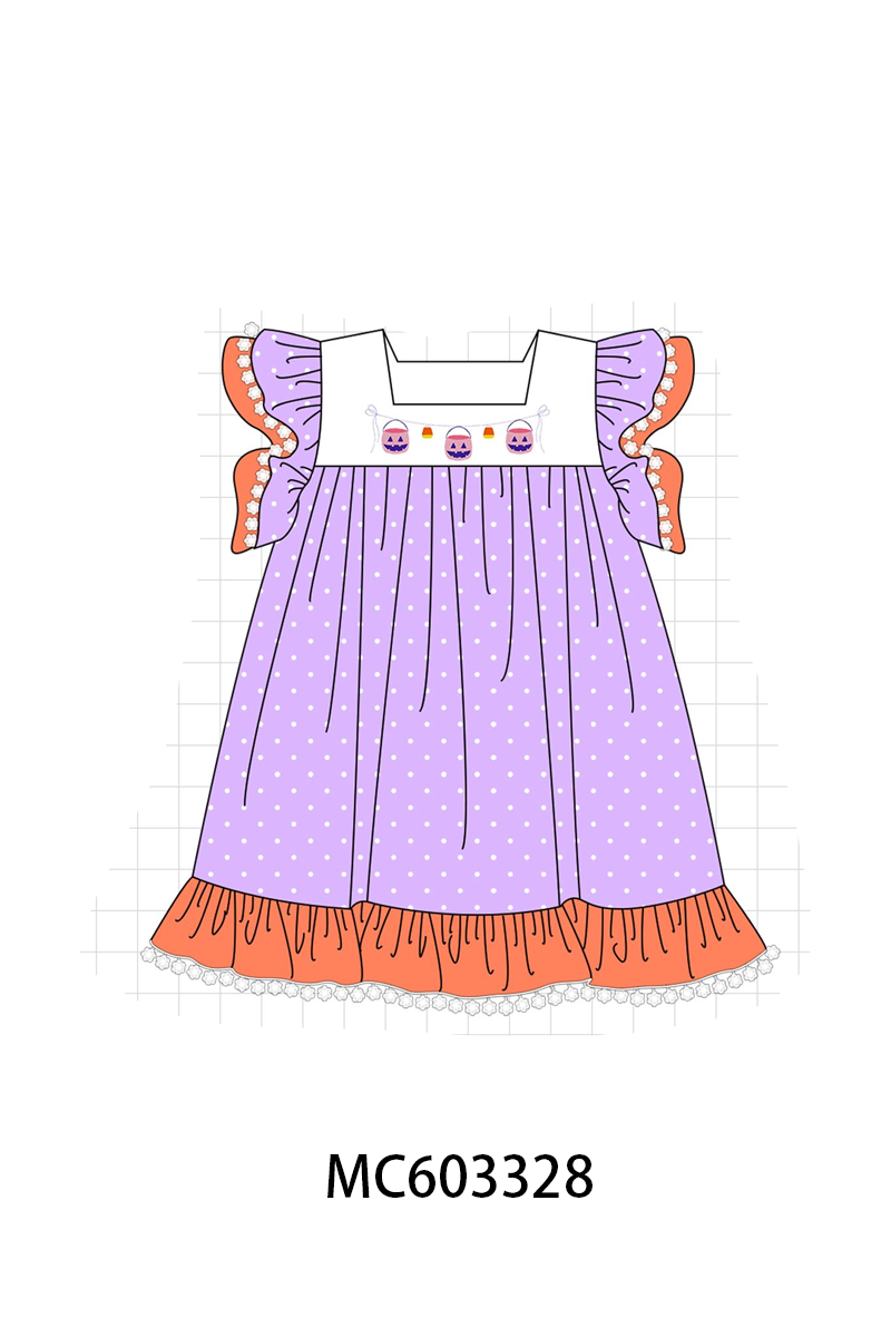 PO83 Purple pumpkin bucket candy embroidery collection