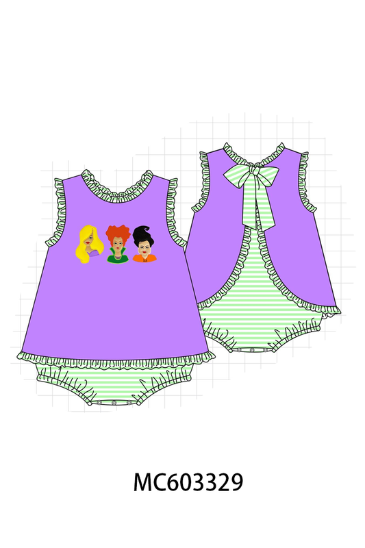 PO83 Purple halloween witch sister applique collection