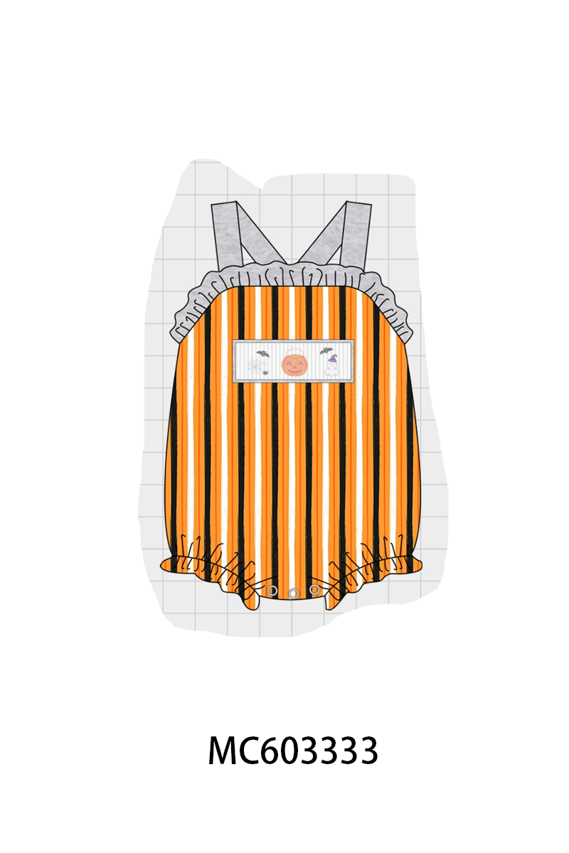 PO83 Halloween pumpkin ghost smocked stripe collection