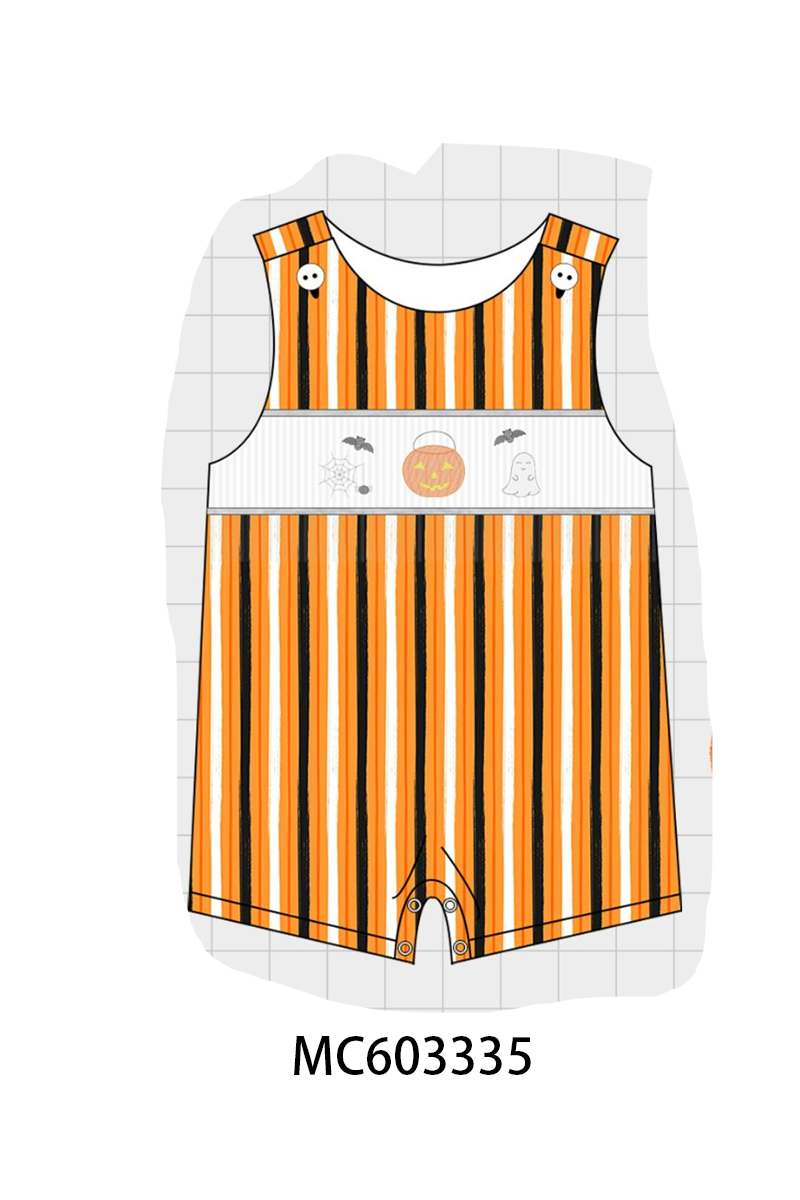 PO83 Halloween pumpkin ghost smocked stripe collection