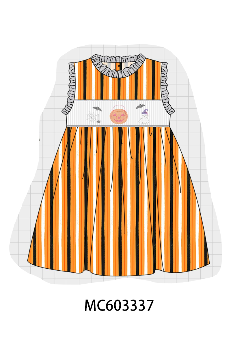 PO83 Halloween pumpkin ghost smocked stripe collection