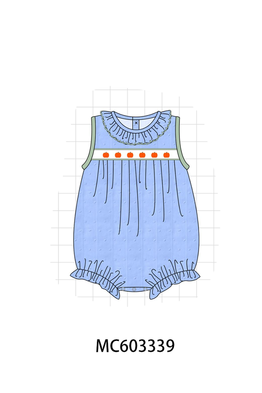 PO83 Blue&green pumpkin embroidery ruffle jacquard collection