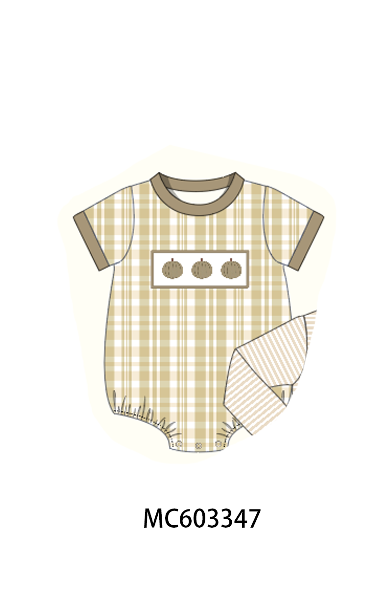 PO83 Khaki pumpkin embroidery plaid collection
