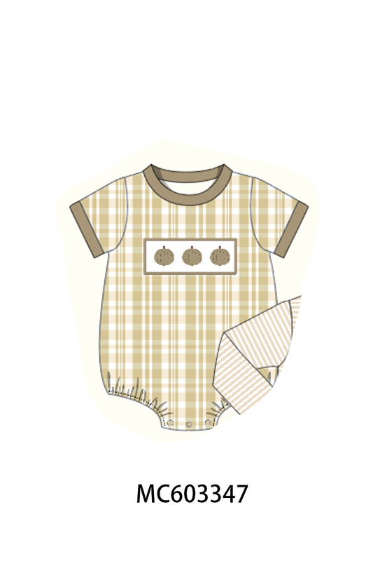 PO83 Khaki pumpkin embroidery plaid collection