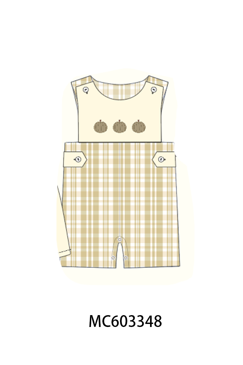 PO83 Khaki pumpkin embroidery plaid collection