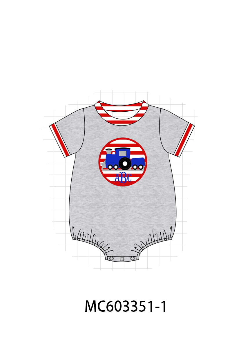 PO83 Grey train applique monogram embroidery collection