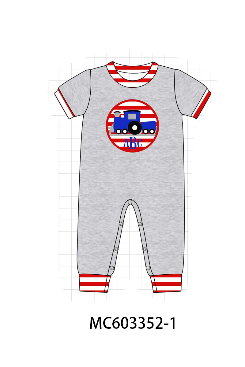 PO83 Grey train applique monogram embroidery collection