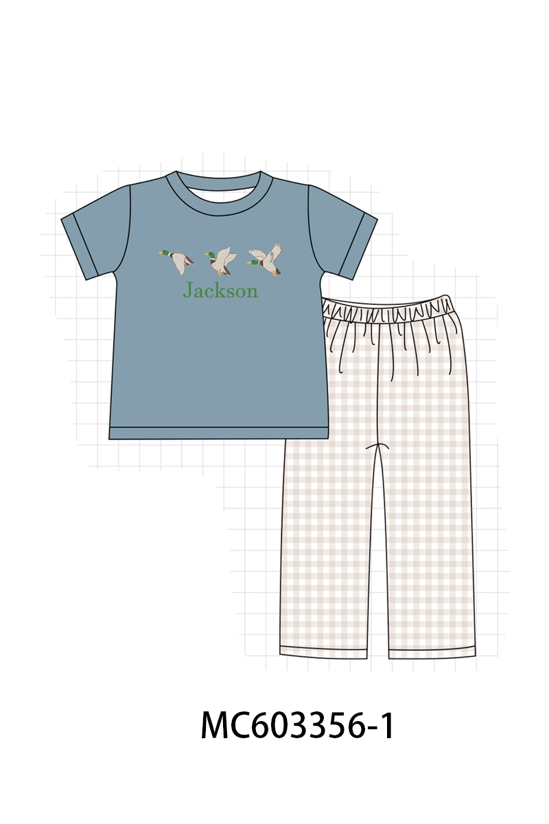 PO83 Blue duck monogram embroidery collection