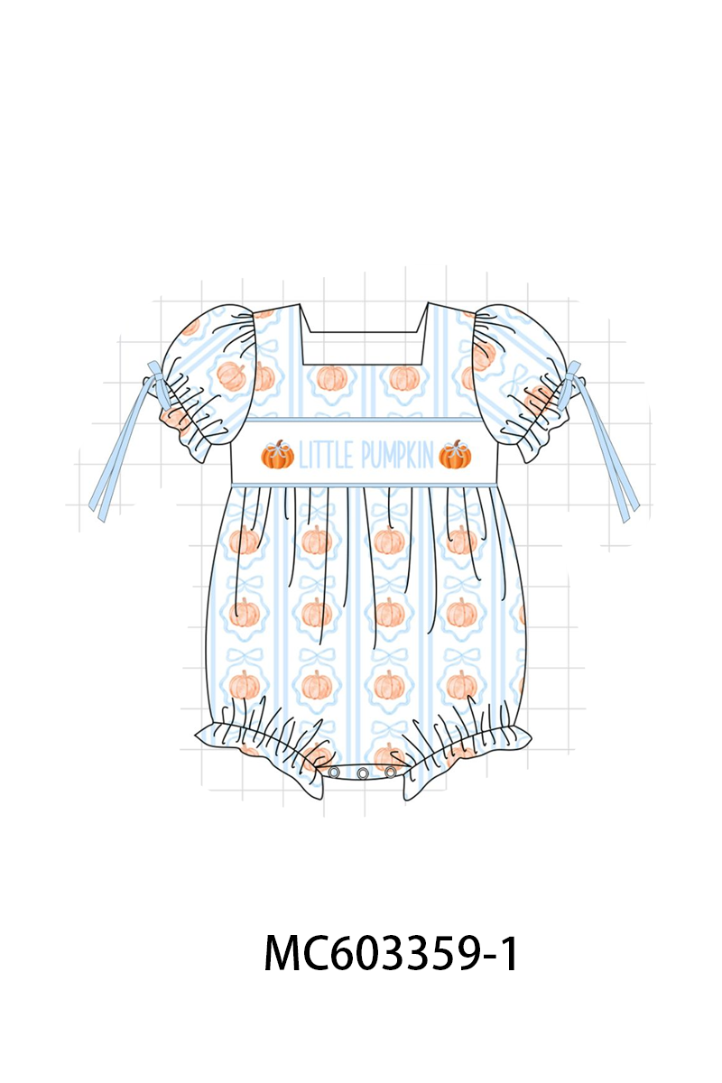 PO83 Blue pumpkin monogram embroidery collection