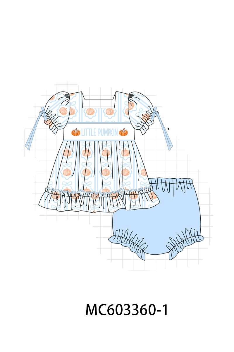 PO83 Blue pumpkin monogram embroidery collection