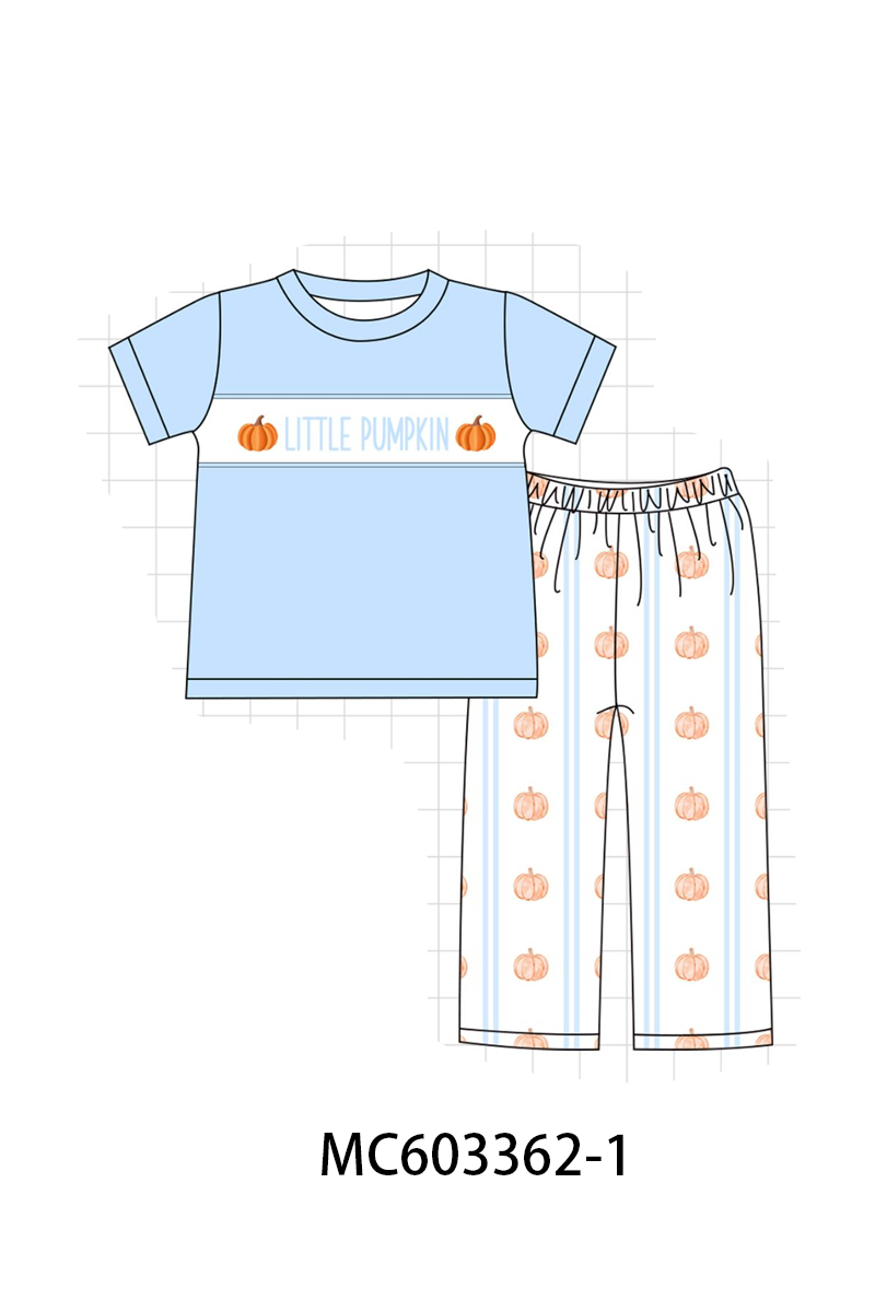 PO83 Blue pumpkin monogram embroidery collection