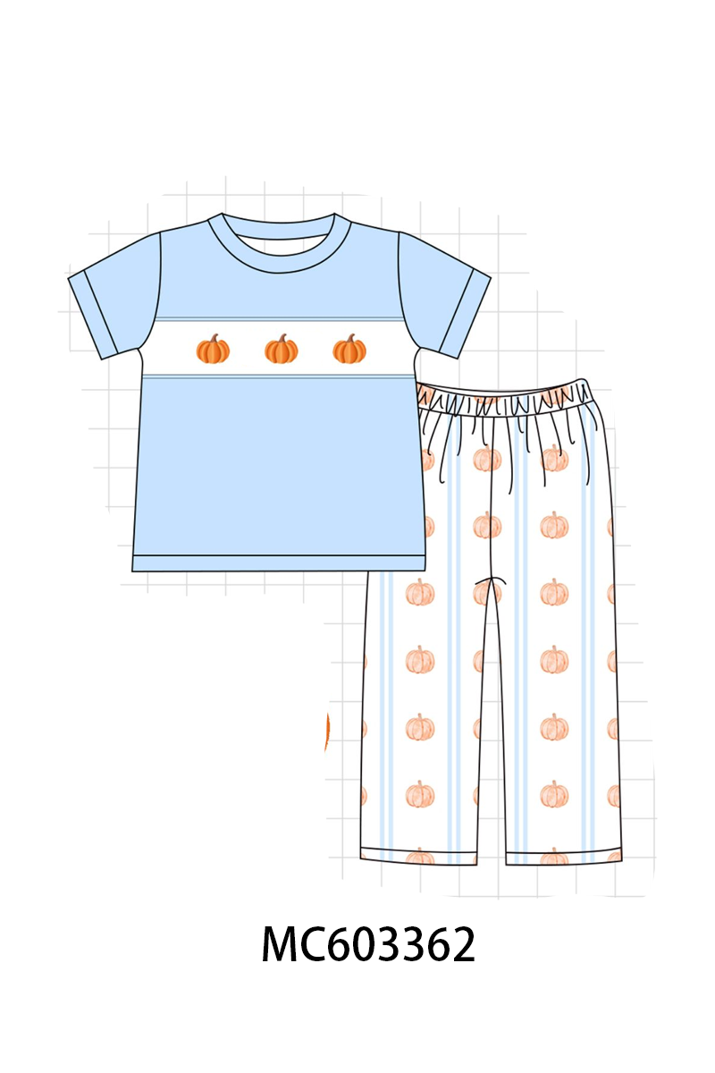 PO83 Blue pumpkin embroidery collection