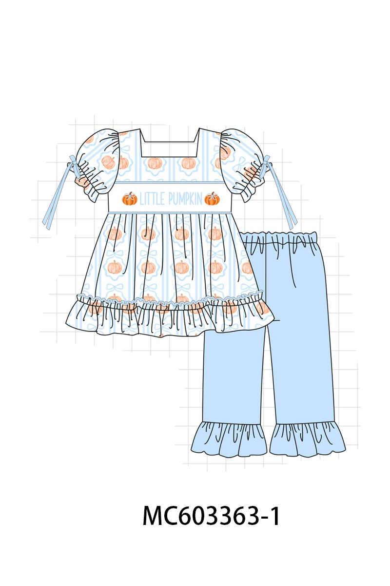 PO83 Blue pumpkin monogram embroidery collection