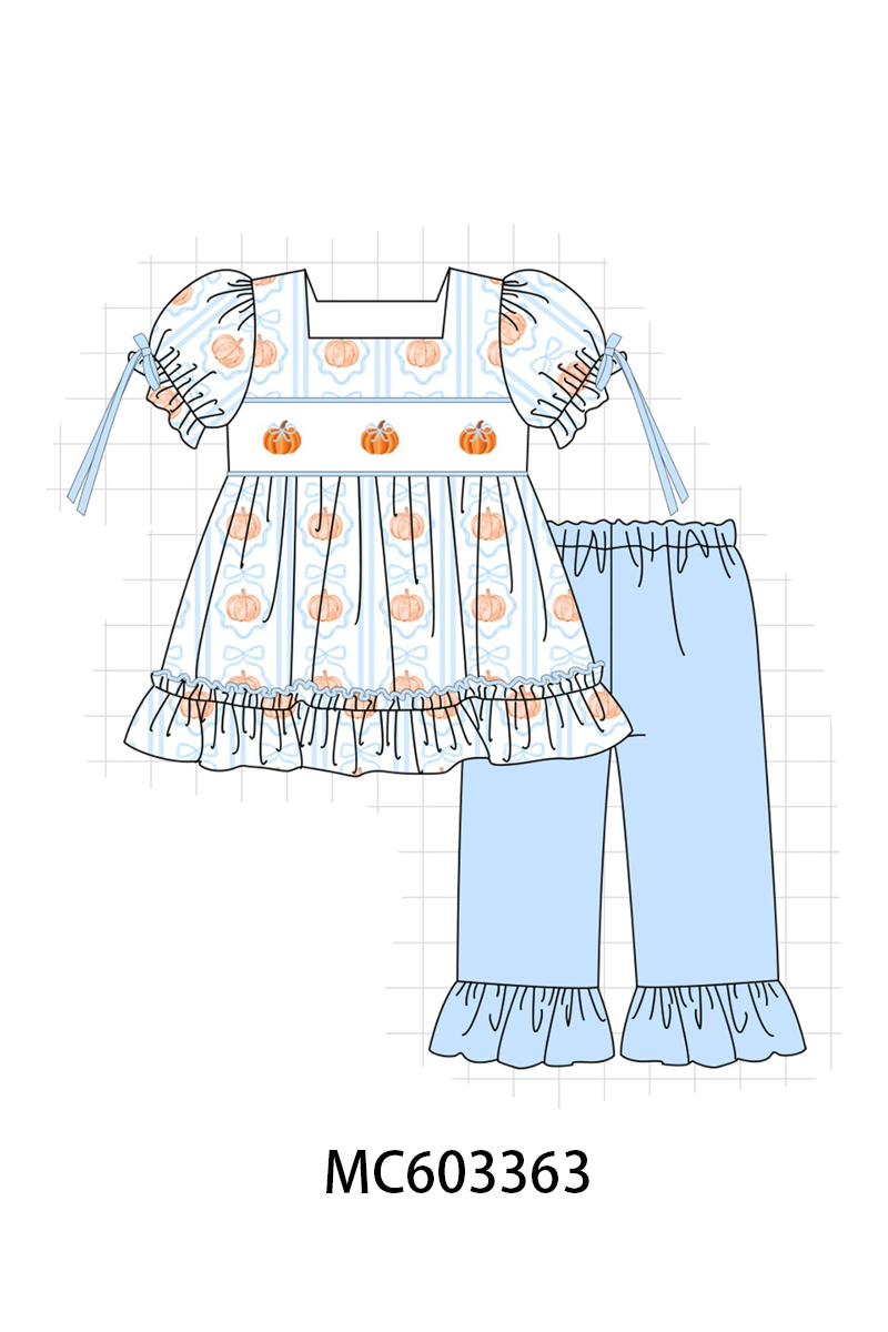 PO83 Blue pumpkin embroidery collection